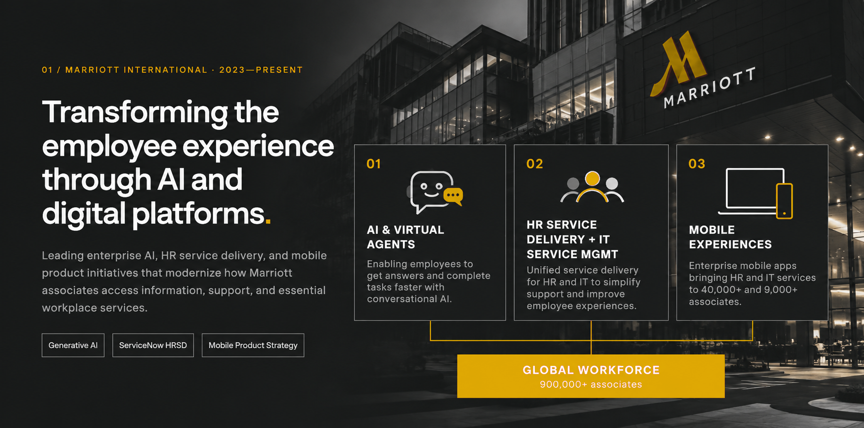 Marriott enterprise AI, HR and IT service delivery, and mobile experiences